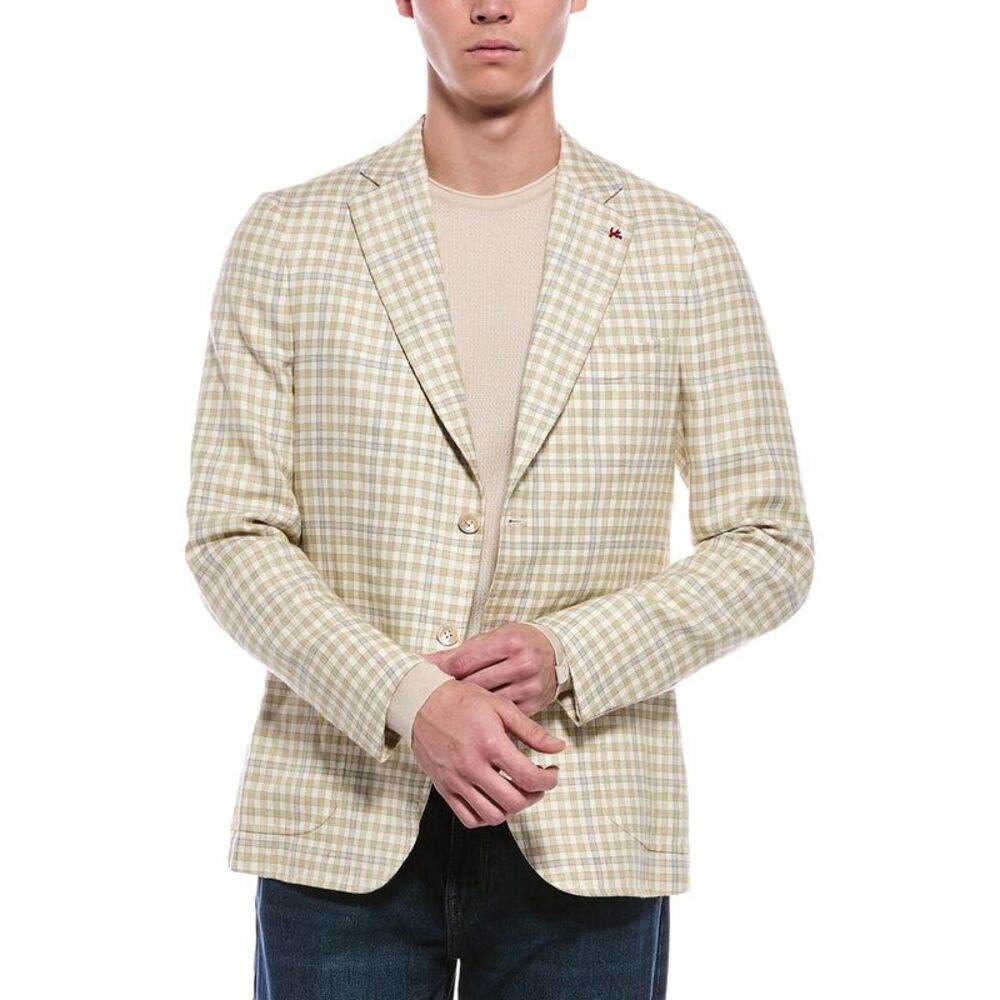 Isaia Mens Linen, Wool, & Silk-Blend Jacket, Brown